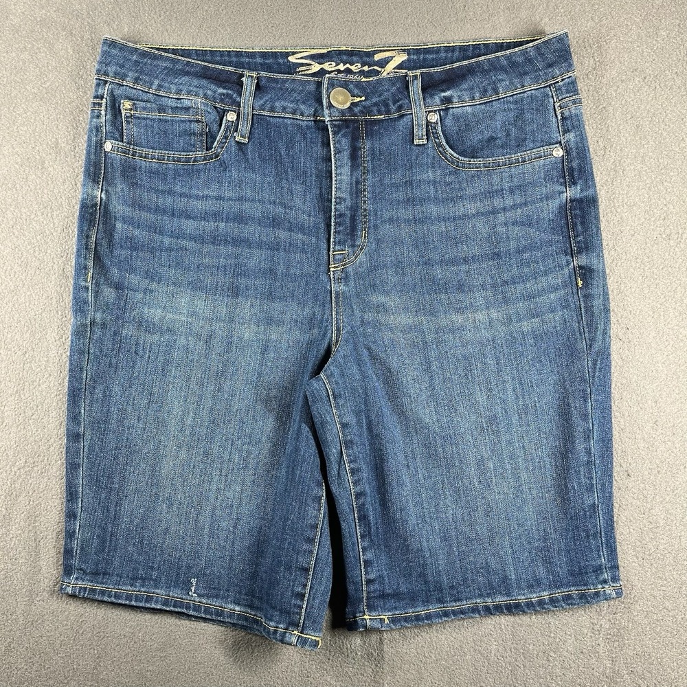 Seven7 Women's Blue Denim Bermuda Shorts